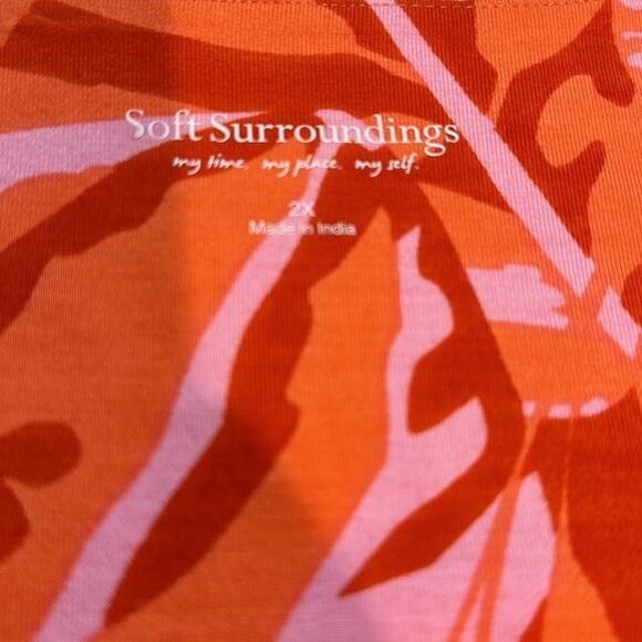 Soft Surroundings Del Rio Embellished Tunic Top Orange Pink Floral Size 2X - Picture 15 of 15